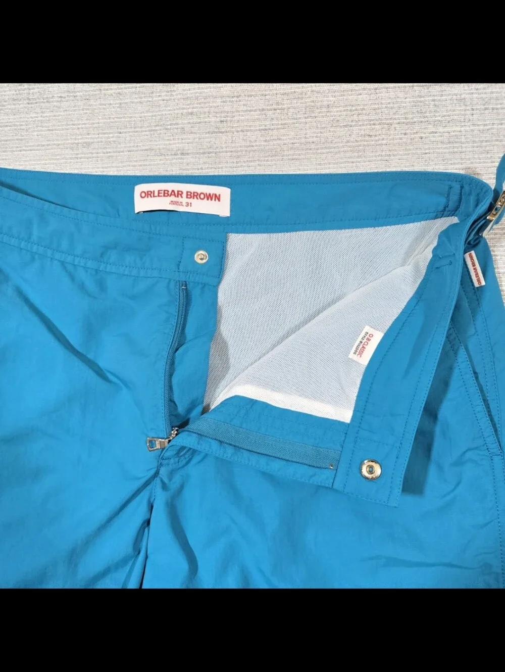 Orlebar Brown OB Classic Bulldog Swim Trunks Shorts Mens 31 Blue Lined Vacation